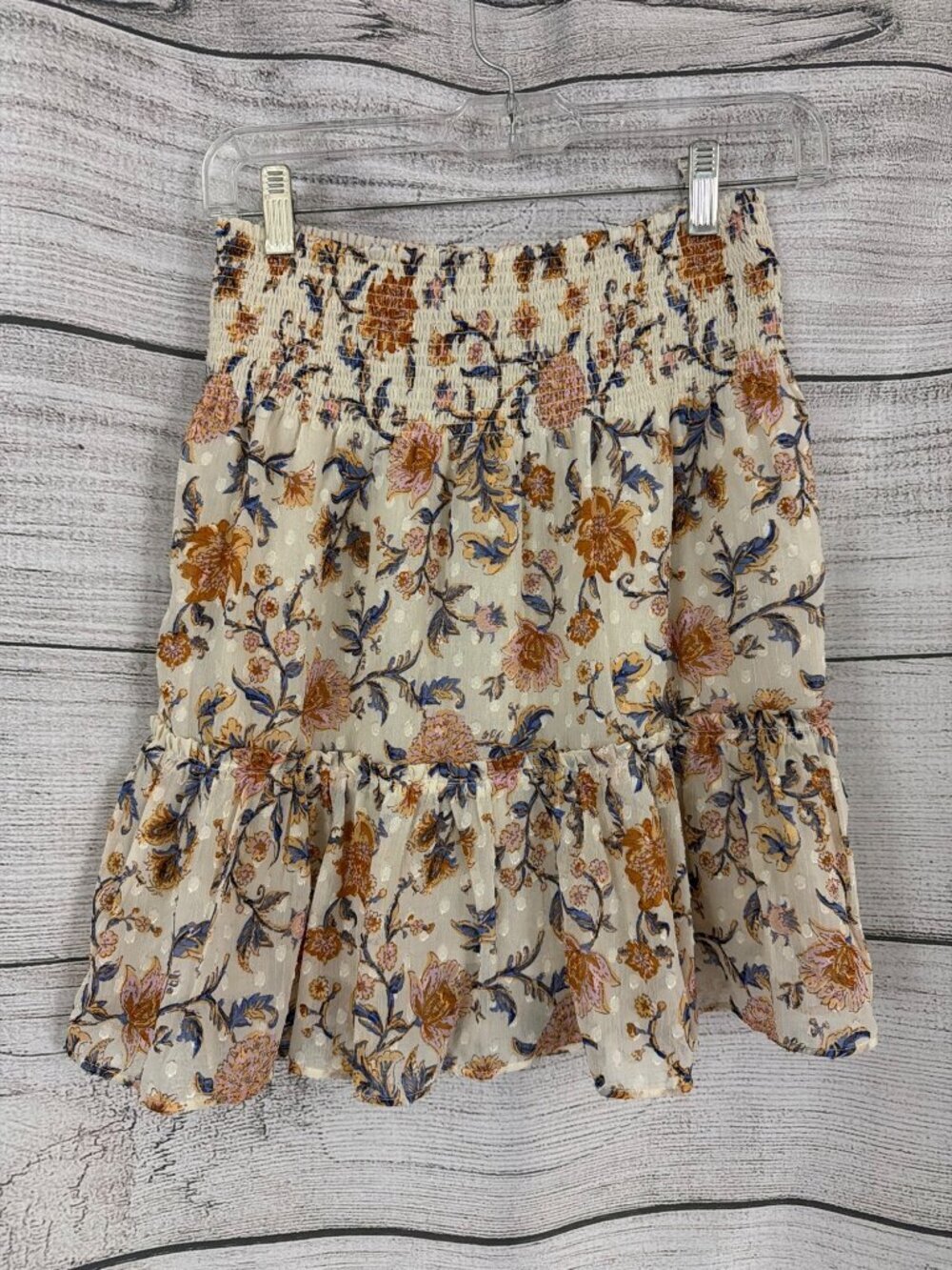 Joie Floral Smocked Ruffle Mini Skirt Size XS